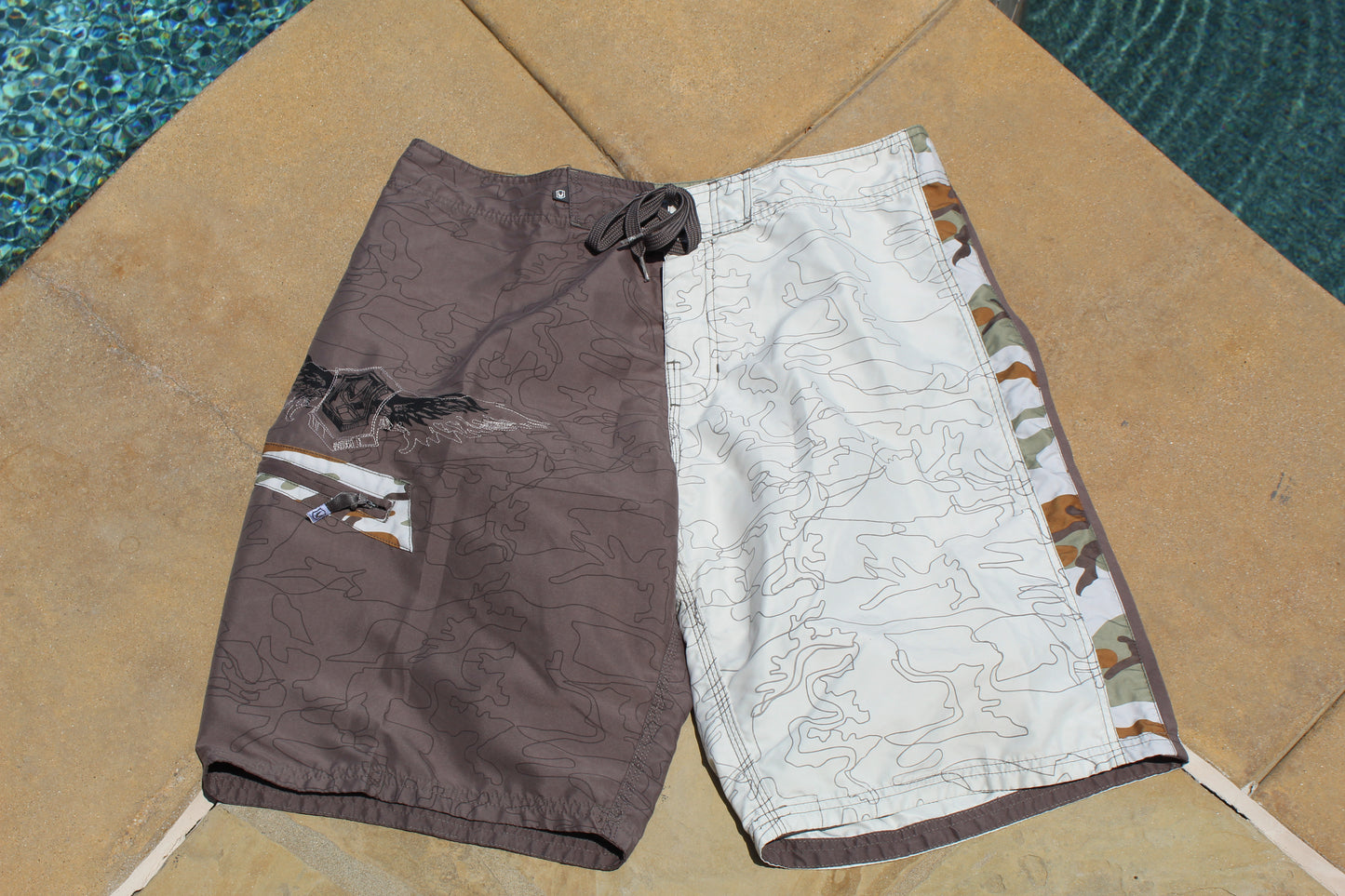Y2K Red Sand Embroidered Baggy Boardshorts