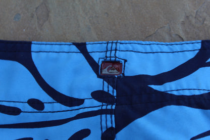 Y2K Floral Blue Quiksilver Boardshorts [w34"] - Revival Surfwear