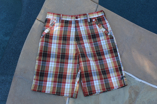00s Rare Vintage Billabong Plaid Baggy Shorts