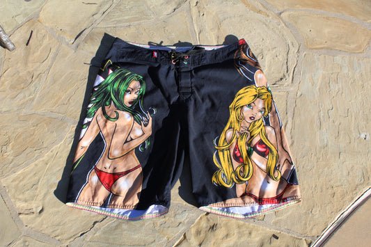 Y2K Lost Enterprises Super Rare "Get Lost!" Baggy Boardies (W35")