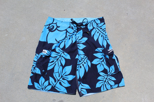 Y2K Quiksilver Floral Baggy Boardies (W35") - Revival Surfwear